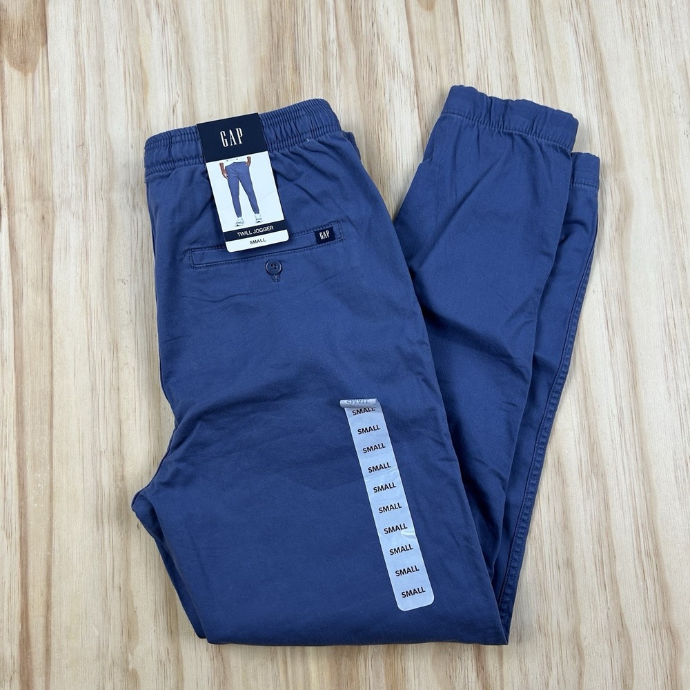 GAP NEW Men's Jogger Pants Blue Small Twill Casual Pull On $50 Retail